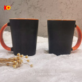 Taza de cerámica de cerámica negra glaseada de lujo barato al por mayor esmaltada